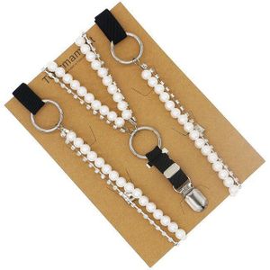 Koreaanse Stijl Parel Riem Zoete Witte Kleding Jarretel Mode Wedstrijd 2Cm Breedte Strikje Verbinding Creatieve Accessoires