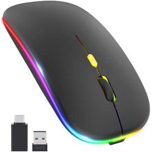 [Upgrade] Led Draadloze Muis, Mobiele Optische Kantoor Muis Met Usb & Type-C Ontvanger, voor Laptop,