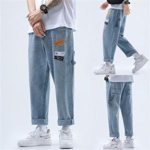 Baggy Jeans Heren Zomer Trend Dunne Straight Negen Punt Casual Broek Mannen Broek Trend Wijde Pijpen