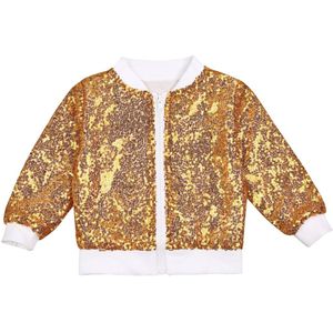 Infant Kids Baby Meisjes Casual Stijl Jas, Kinderen Lange Mouw Ronde Hals Sequin Vest (Golden) 1-6Years Jassen