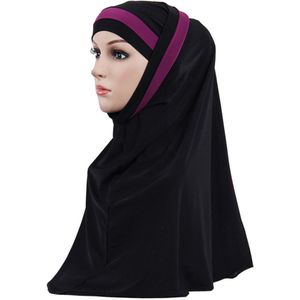 Moslim Vrouwen Sjaals For a Dames Hijab Dubbele Lus Slip Op Sjaal Pull Over Crêpe Handig Sjaal Hoofddoek