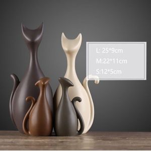 Vilead Keramische Famliy Kat Beeldjes Nordic Moderne Dier Standbeeld Woonkamer Kerst Decoratie Sculptuur Interieur Home Decor