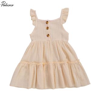 Baby Kids Meisjes Baby Meisjes Katoen Linnen Jurk Solid Casual Jurken Party Gown 1-5T