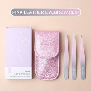 Brainbow Roestvrij Staal Wenkbrauw Pincet 3Pcs Set 10Cm Slant Tip Punt Tip Platte Tip Pincet Voor Ontharing