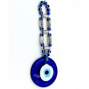 1Pc Turkse Blauwe Eye Kralen Kralen Legering Accessoires 5Cm Diameter Glas Hanger Auto Hanger Decoraties Voor Kamer Tuin