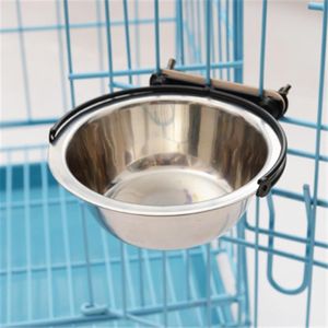 Huisdier Kom Kan Hangen Stationaire Hond Kooi Kommen Rvs Hond Kat Opknoping Bowls Duurzaam Puppy Kitten Feeder Water Voedsel kom