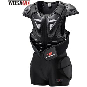 Wosawe 1Set Kinderen Motorfiets Armor Jas En Shorts Roller Schaatsen Auto Ski Moto Armor Kleding Mouwloos Vest Shorts pak