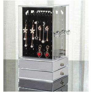 Multifunctionele Sieraden Doos Oorbellen Plank Oorbellen Opbergdoos Transparante Display Box Koreaanse Stofdicht Prinses Sieraden Rek