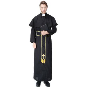 Halloween Mens Pastor Priester Monnik Gewaad Kostuum Godfather Missionaris Kerk Predikant Outfit