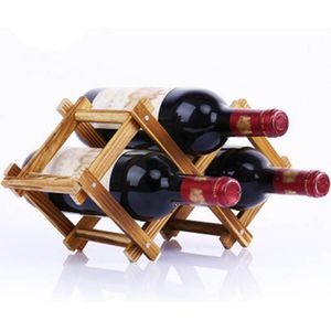 Houten Wijn Stand Keuken Accessoires Vouwen Rode Wijnrek Drinkfleshouders Draagbare 3 Fles Houder Bar Display Plank