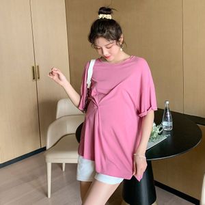 6677 # Zomer Koreaanse Mode Dunne Modale Moederschap Tees Grote Maat Losse T-shirt Kleding Voor Zwangere Vrouwen Zwangerschap Tops