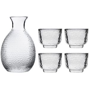 Creatieve Japanse Glas Sake Set Een Pot Vier Wijnglas Sake Witte Wijn Pot Flagon Handgemaakte Clear Cups Thuis Bar drinkware