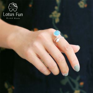 Lotus Plezier Echte 925 Sterling Zilver Natuursteen Handgemaakte Fijne Sieraden Elegante Lotus Knoppen Ringen Voor Vrouwen
