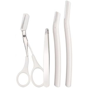 Lizy 4Pcs Wenkbrauw Trimmer Wenkbrauw Scheermes Kit Wenkbrauw Schaar Wenkbrauw Kam Scheermes Voor Gezicht Pincet Wimper Schoonheid