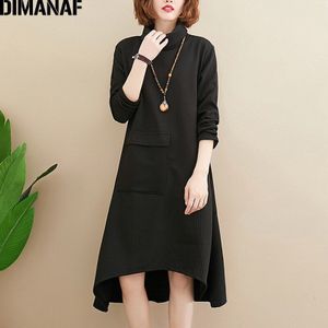 DIMANAF Herfst Winter Vrouwen Jurk Vintage Coltrui Plus Size Katoen Dikker Warme Elegante Vrouwelijke Lady Vestidos Gestreepte Jurken