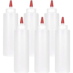 ! Plastic Squeeze Kruiderij Flessen Met Rode Tip Cap 16-Ounce Set Van 12 Brede Mond