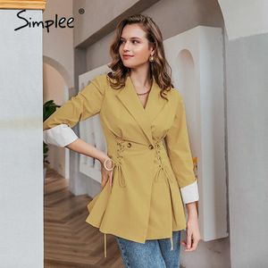 Simplee Causale Kaki Herfst Vrouwen Trenchcoat Vrouwelijke Elegante Lange Mouwen Jas Vrouwen Solid Lange Jas Met Koord Windjack