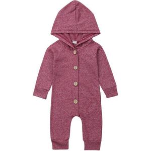 Baby Jongens Meisjes Herfst Lente Een Stuk Kleding Pasgeboren Lange Mouw Hooded Romper Katoenen Jumpsuit Effen Outfits