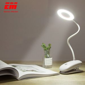 Usb Oplaadbare Led Bureaulamp Flexibele Touch Dimmen Tafellamp Clip On Lamp Voor Boek Bed En Computer 3 Kleur modi ZZD0019