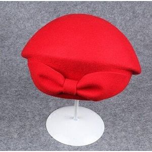 Dames Rode Bruiloft Hoed Voor Vrouwen Vintage 100% Wolvilt Bunker Hoeden Black Tovenaar Winter Fedora Boog Baret Kerk hoeden