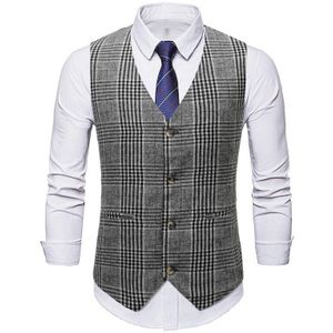 Heren Pak Vest 2022 Brand Visgraat Tweed Jurk Vest Mannen Casual Bar Nachtclub Plaid Vesten Mannelijke Chaleco Hombre