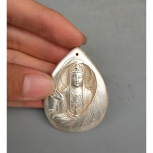 Collectie Tibetaans zilveren hand gesneden Guanyin bodhisattva Boeddha amulet hanger