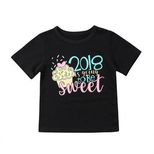 Leuke Peuter Baby Meisjes Grafische Tee Soft Cotton Crew Neck T-shirt Tops Kleding