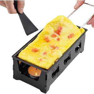 Raclette Grill Set Cheese Melter Pan with Spatula Foldable Wooden Handle Cheese Raclette Carbon Steel Kitchen Gadgets