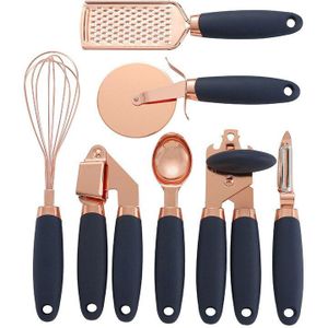 7Pc Rose Goud Keuken Gadget Set Blikopener Aardappel Koken High-End Knoflookpers Pizza Cutter Keukengerei Gereedschap accessoires Sets
