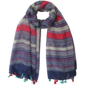 Aztec Tribal Patroon Print vrouwen Grote Sjaal Wrap met Kwasten