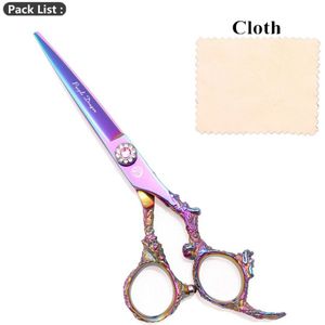 Haar Schaar Regenboog Paarse Draak 6 "Japan 440C 9005 # Kapper Dunner Schaar Kapper Kappers Schaar Haar Snijden Schaar