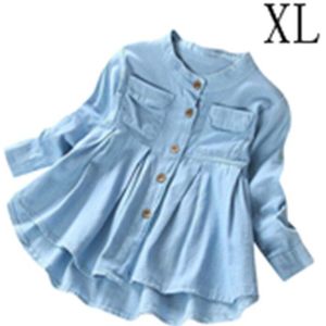 Schoonheid Kinderen Baby Meisjes Peuter Kid Baby Meisjes Denim Ruches Lange Mouwen T-Shirt Tops Blouse Kleding x # 1110