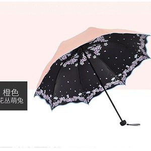 Opvouwbare Paraplu Voor Vrouwen Reizen Anti-Uv Winddicht Regen Bloem Modieuze Vrouwelijke Zon Meisje Parasol Pocket Paraplu