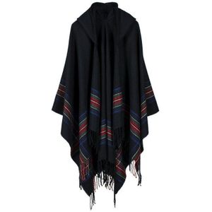 Mode Oversized Sjaals Warm Winter Hooded Wrap Cashmere Poncho Plaid Capes Uitloper Vesten Trui Jas Kwastje