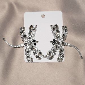 Crystal Gems Dragonfly Shaped Dangle Oorbellen Sieraden Mode Meisjes Party Big Verklaring Oorbellen Accessoires