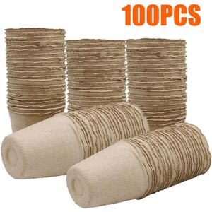 100 Pcs 8X8Cm Pulp Zaailing Cup Biologisch Afbreekbaar Pulp Potten Planten Zaailing Groentezaad Kwekerij Cup Tuin