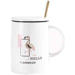 Creatieve Cartoon Flamingo Eenhoorn Mok Met Deksel Lepel 400Ml Cup Geometrische Bump Koffie Keramische Mokken Cup Kantoor Drinkware
