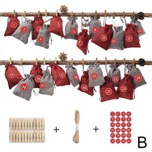 Kerst Advent Kalender Set 24 Vullen Stof Bags Met Nummer Etiketten Voor Diy Kerst Decor K888