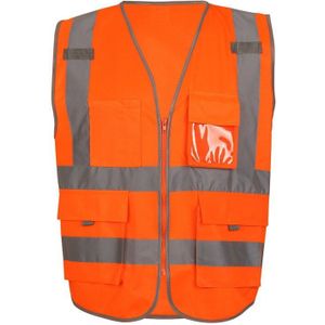 Unisex Hoge Zichtbaarheid Veiligheid Vest Jacket & Pocket Tas Reflecterende Rits Veiligheid Jas Outdoor Vest Uniform Sportkleding