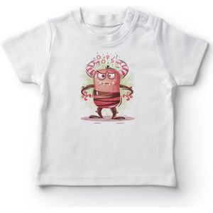 Angemiel Baby Angry Candy Eenhoorn Monster Meisje Baby T-shirt Wit