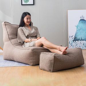 Woonkamer Solid Alle Seizoenen Lounger Seat Beschermende Slaapkamer Poef Zachte Wasbare Luie Sofa Cover Home Pedaal Hoes Bean Bag