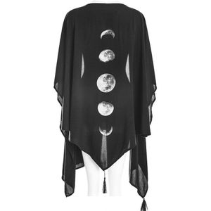 Middeleeuwse Vintage Heks Gothic Vest Cape Jas Voor Volwassen Vrouwen Halloween Party Dunne Gown Mantel Zwart Poncho Pancho Femme