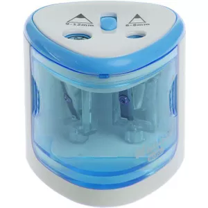 Elektrische puntenslijper, 2 stuks, elektrische puntenslijper voor dubbel gat voor 6-8 mm en 9-12 mm, voor scholen, huishoudens, alle potloden, kleurpotloden, waskrijtjes en eyeliner