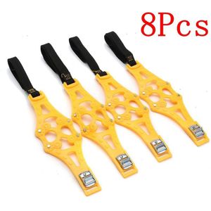 4/8 Stuks Geel Zwart Autoband Winter Rijbaan Veiligheid Tire Sneeuw Verstelbare Anti-Slip Veiligheid Tpu Dubbele snap Skid Wiel Kettingen Gereedschap
