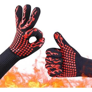 Anti-Hoge Temperatuur Katoen Antislip Fire Handschoenen Vlam Hittebestendige Oven Brandwerende Grill Handschoen Bbq Bakvormen voor Keuken