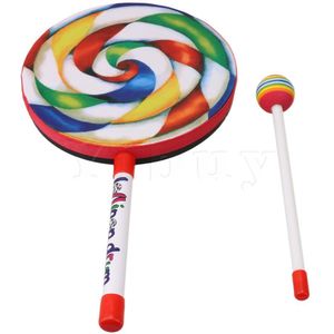 Yibuy 7.9 ""Lollipop Vorm Hand Drum Percussie Muziekinstrumenten Onderwijs Speelgoed Voor Kind En Baby Met Snoep Drumstick