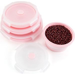 3pcs Silicone Inklapbare Ronde Lunchbox Voedsel Opslag Container Draagbare Picknick Camping Outdoor Doos Magnetron Lunchbox