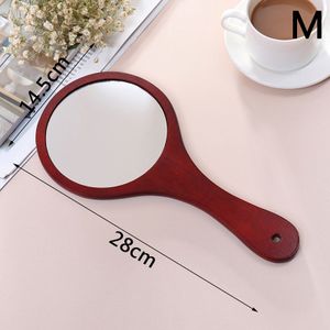 Ronde Houten Vintage Hand Spiegel Make-Up Spiegel Draagbare Hd Ronde Hout Vintage Hand Spiegel Make Up Spiegels Met Handvat