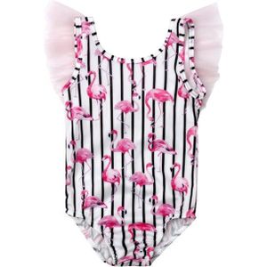 Hirigin Badmode voor Peuter Meisjes Baby Kid Flamingo Gestreepte Jumpsuit Badpak Zwemmen Kostuum Tule Badpak Beachwear