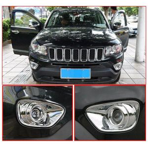 Chroom Zilver Mistlampen Licht Lamp Cover Trim Bezel Insert Frame Voor Jeep Compass